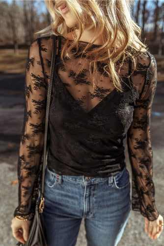 Black Lace Mesh Top