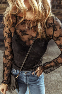 Black Lace Mesh Top