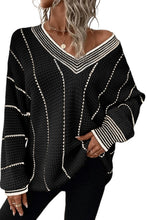 Load image into Gallery viewer, Black &amp; White Striped Sweater