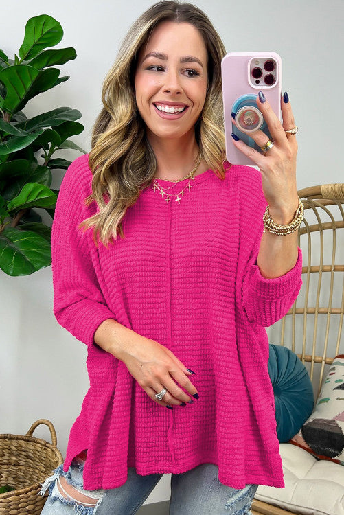 Rosey Waffle Top – Ivy Lace Boutique LLC