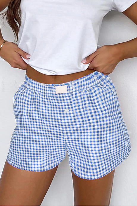 Blue Gingham Boxer Shorts