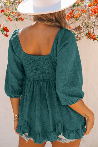 Emerald Ruffle Smocked Top