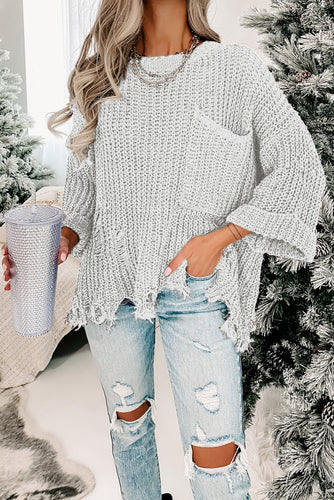 Ivory Distressed Sweater