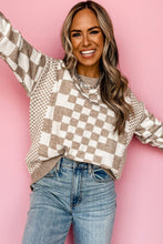 Load image into Gallery viewer, Taupe Checkered Mix Sweater