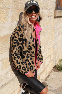 Leopard Pocket Fleece Jacket