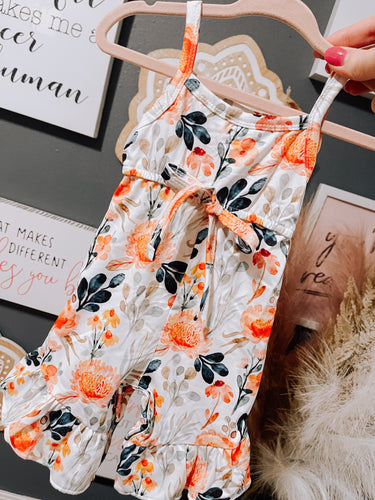 Orange Floral Romper