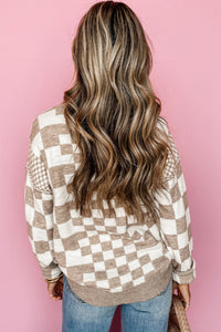 Taupe Checkered Mix Sweater