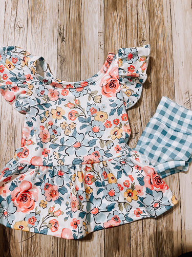 Floral Plaid Bummy Set