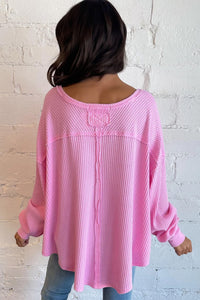 Candy Pink Waffle Top