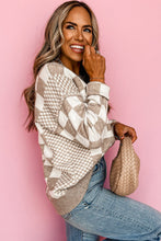 Load image into Gallery viewer, Taupe Checkered Mix Sweater