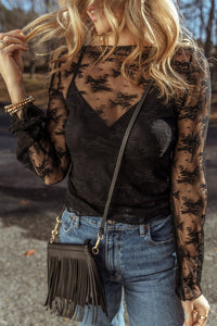 Black Lace Mesh Top