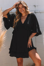 Load image into Gallery viewer, Black Ruffle Babydoll Dress