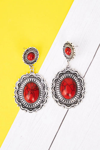 Red Medallion Earrings
