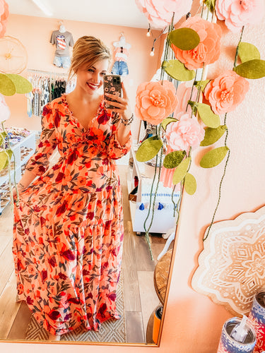 Peachy Pink Floral Maxi