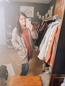 Curvy Taupe Popcorn Cardigan