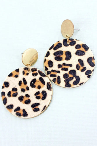 Leopard Gold tone Round Earrings