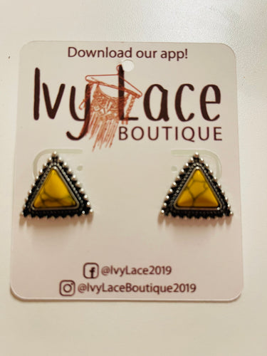 Trinidad Yellow Triangle Studs