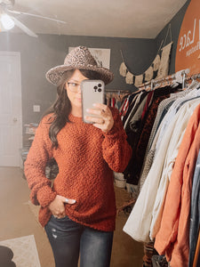 Rust Popcorn Sweater