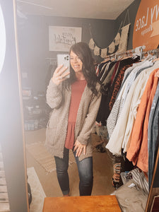 Curvy Taupe Popcorn Cardigan