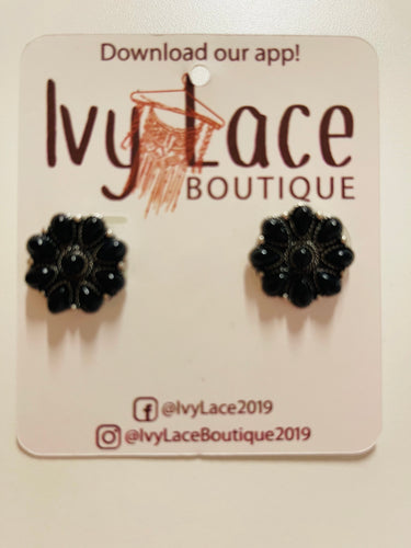 Black Rosina Stud Earrings